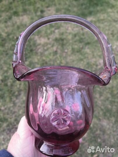 Ваза синяя стеклянная