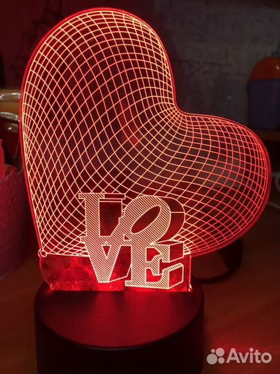 3D светильник 14 февраля Сердце Love Новый