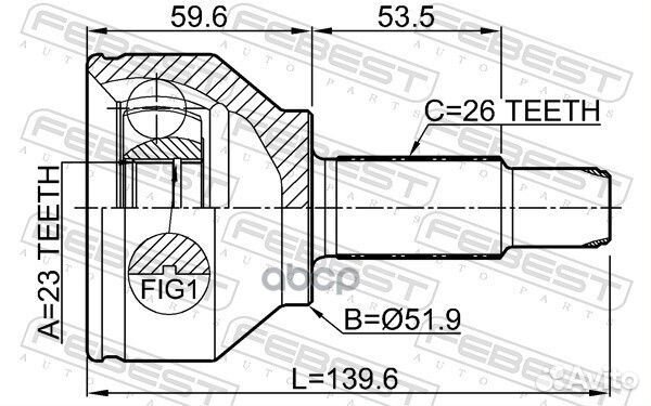 Шрус наружный 1910-R60 Febest
