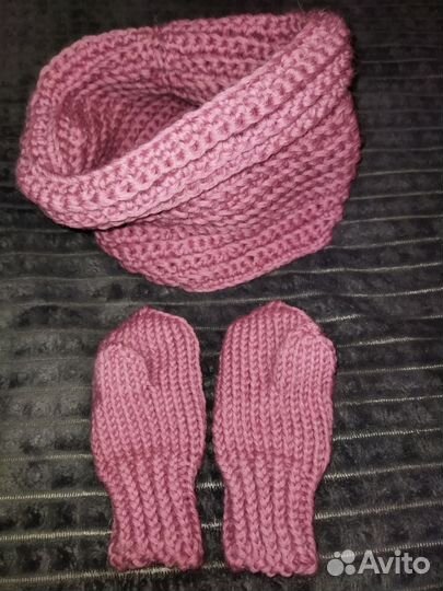 Снуд и варежки ручной работы