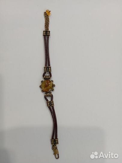 Браслет с янтарём, ручная работа