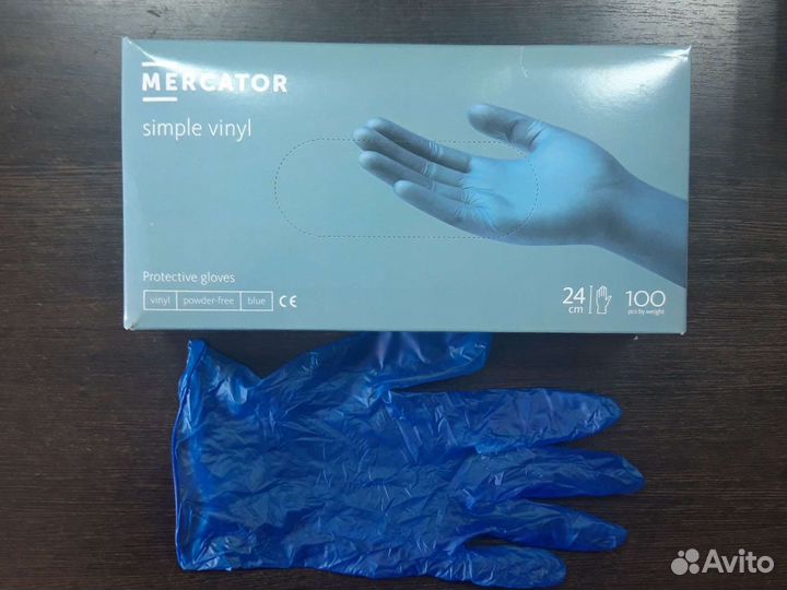 Перчатки виниловые медицинские одноразовые