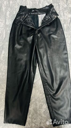 Кожаные брюки zara xs
