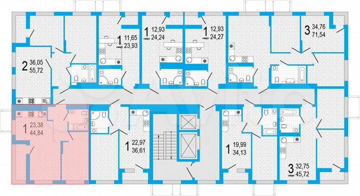 2-к. квартира, 44,8 м², 18/20 эт.