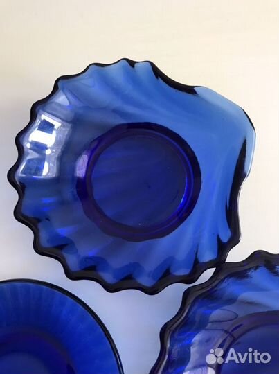 Ваза/ракушки кобальтовое стекло винтаж 60-70х г. С
