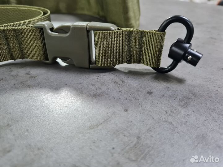 Ремень оружейный зеленый с антабкой