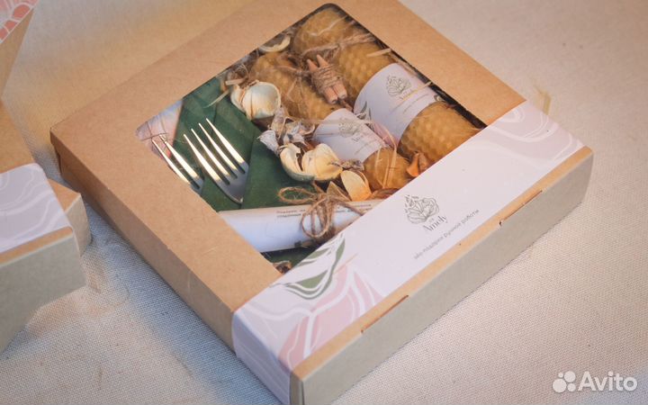 Эко-подарок, медовые свечи, подарочный набор