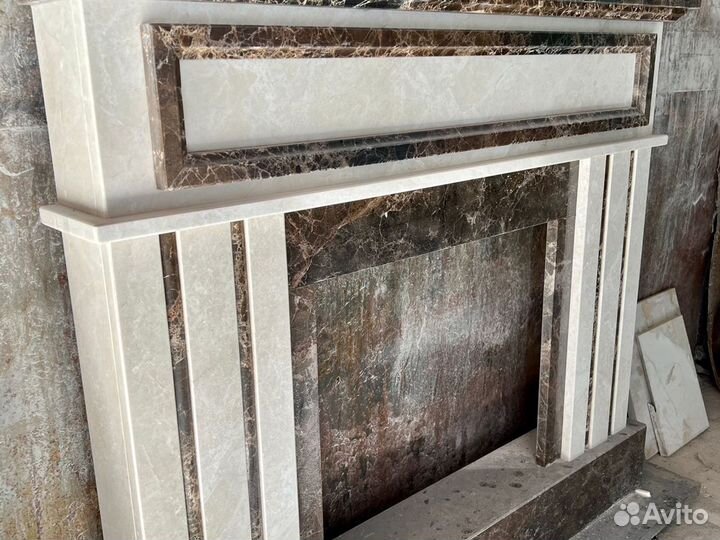 Камин из мрамора Имперадор Дарк и Крема Марфил