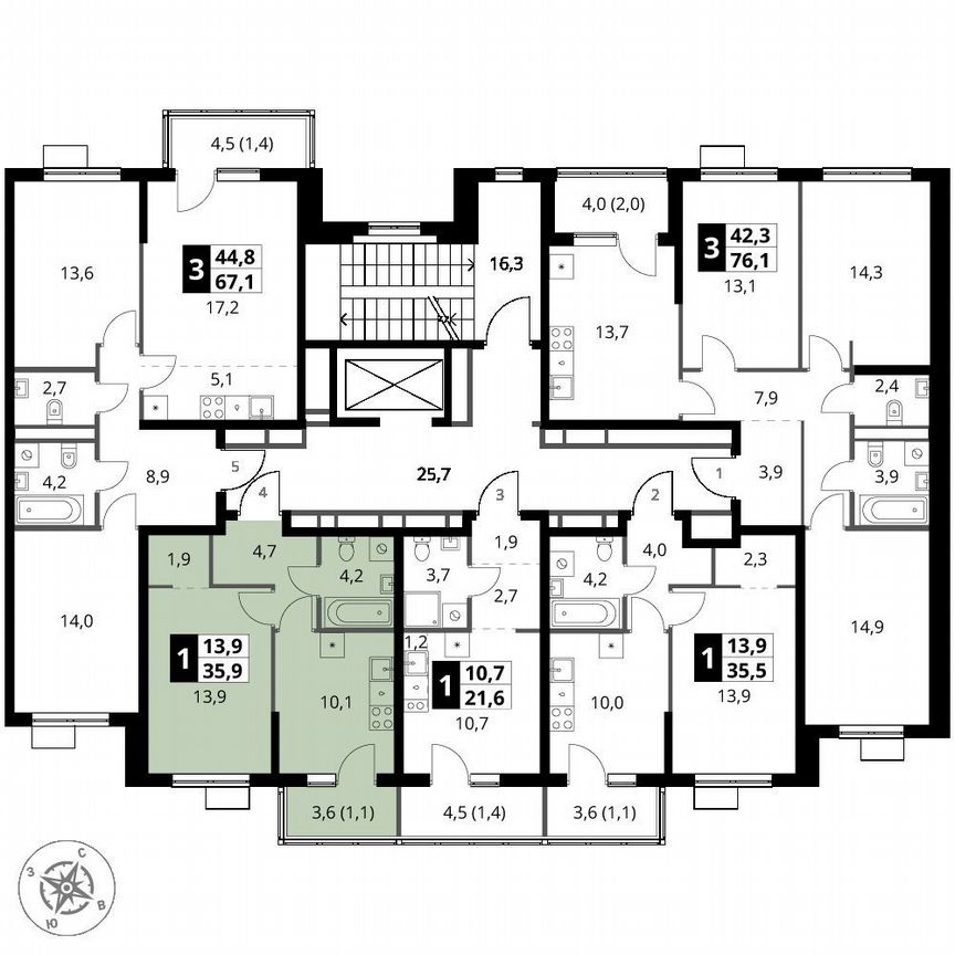 1-к. квартира, 35,9 м², 3/9 эт.