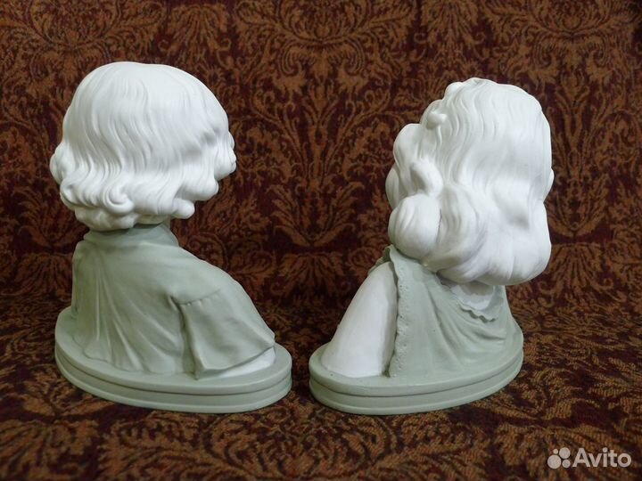 Бюсты мальчика девочки бисквит старые