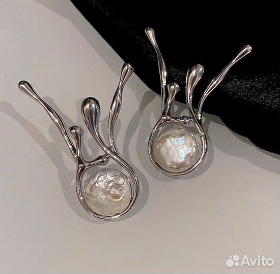 Серьги с натуральным жемчугом