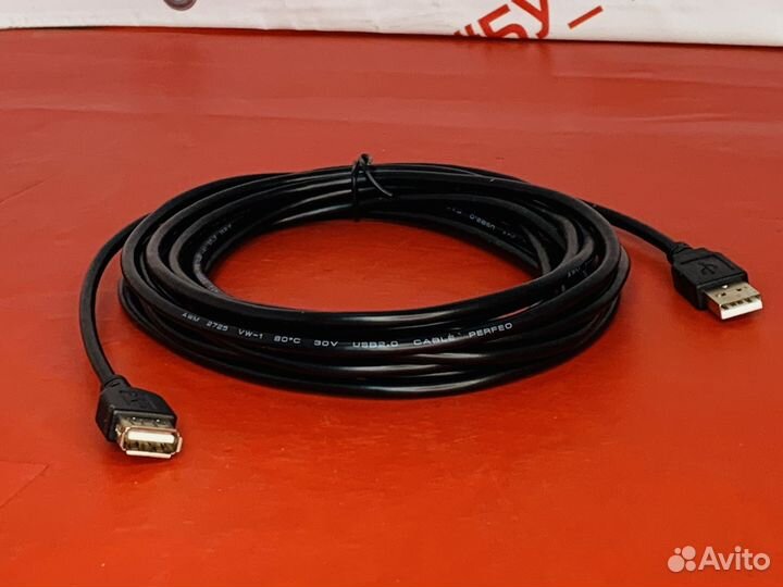 Кабель удлинительный Perfeo USB 2.0 (A-A) M\F, 5 м