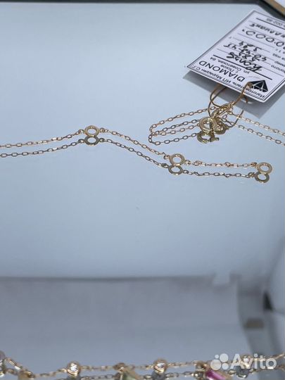 Золотое колье с бриллиантами 3.24 гр