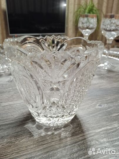 Хрустальная ваза/ конфетница/ ладья