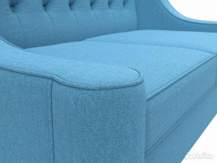 Диван кухонный прямой Бронкс, рогожка, амур голубой