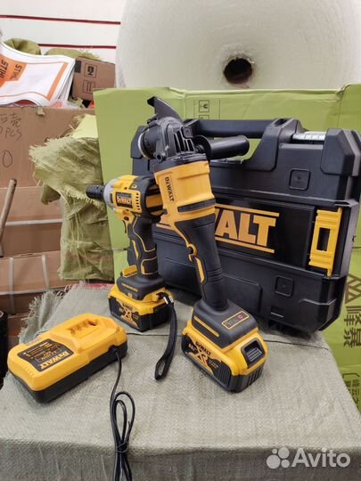 Набор DeWalt 2в1: Гайковерт 330 Нм + Болгарка 125 мм, 21V, 2 АКБ