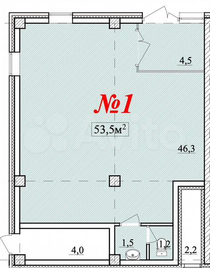 Коммерческое помещение 53,5 м2