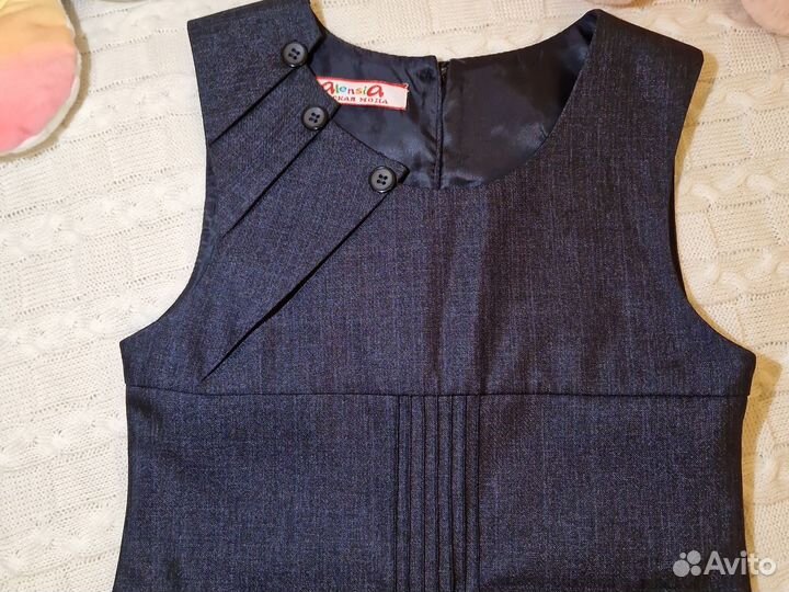 Сарафан школьный 128-134 тёмно серый(чёрный)