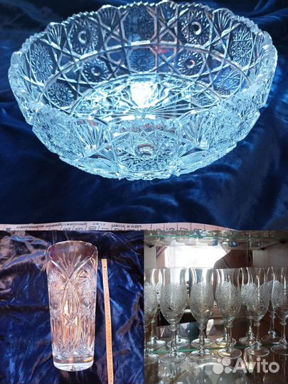 Рюмки хрустальные салатница ваза СССР