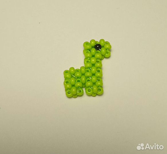 Динозаврик из бисера, ручная работа, зеленый