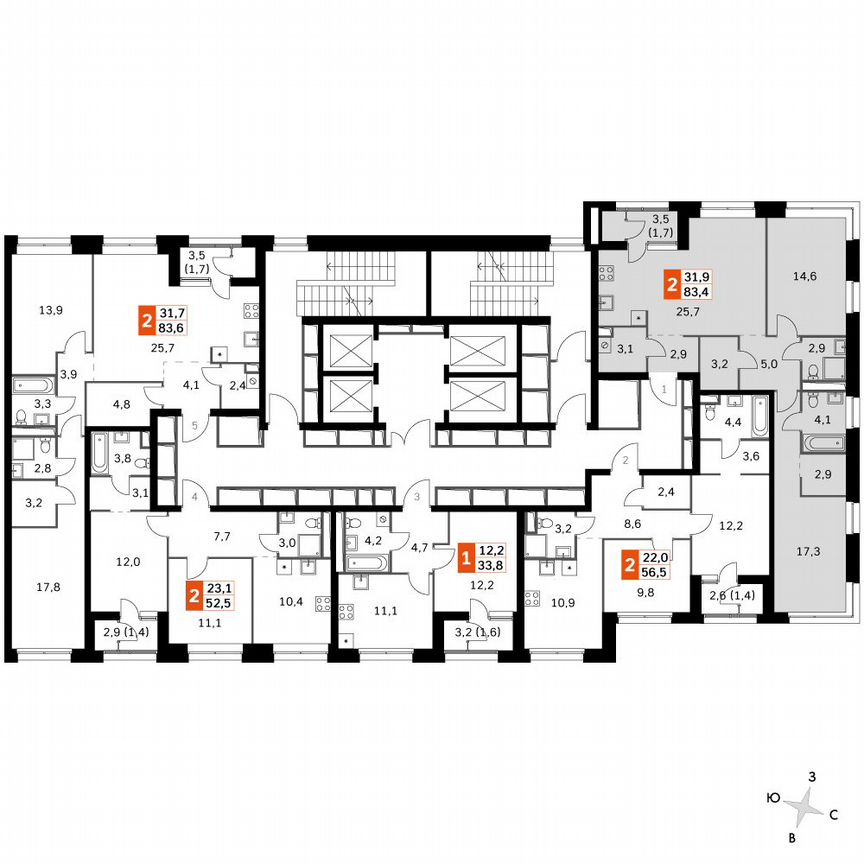 2-к. квартира, 83,6 м², 21/21 эт.