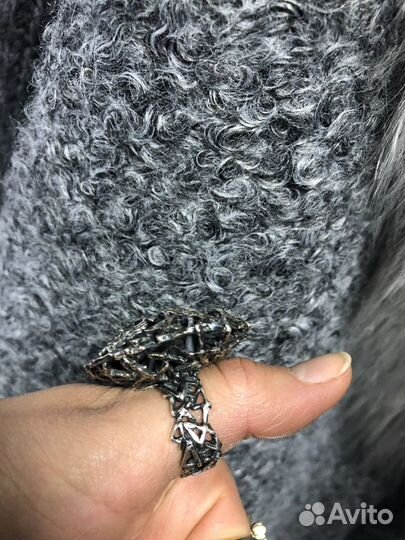 Кольцо дищайнерское из черненого черебра