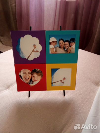 Рамка на 4 фото 9*9 PATA магнит.,металл