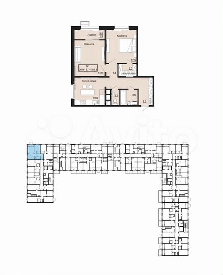 2-к. квартира, 59,3 м², 1/17 эт.
