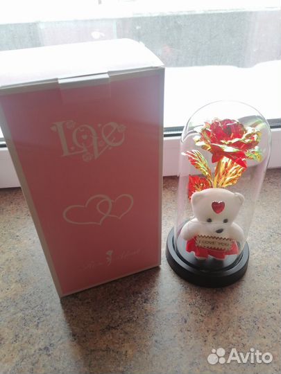 Мишки с Фигурками в колбе с вечной Розой