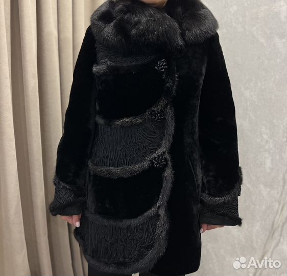 Шуба мутон с капюшоном