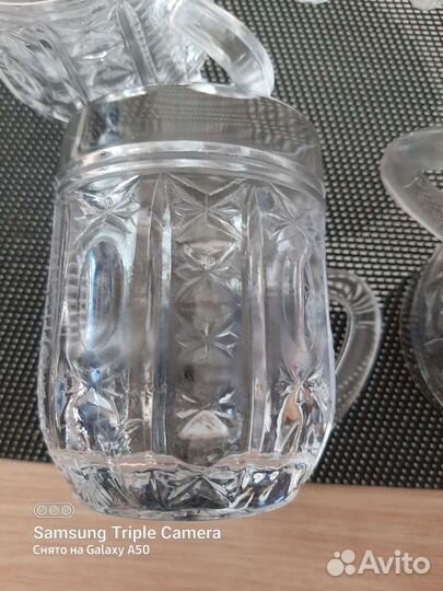 Кружки хрустальные, набор рюмок на двоих