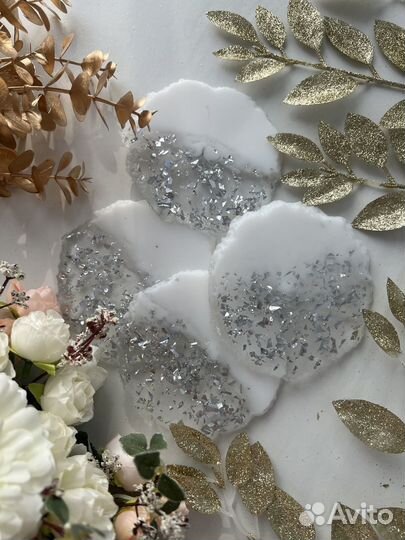 Поднос с подстаканниками из эпоксидной смолы