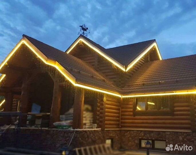 Украшение домов гирляндами