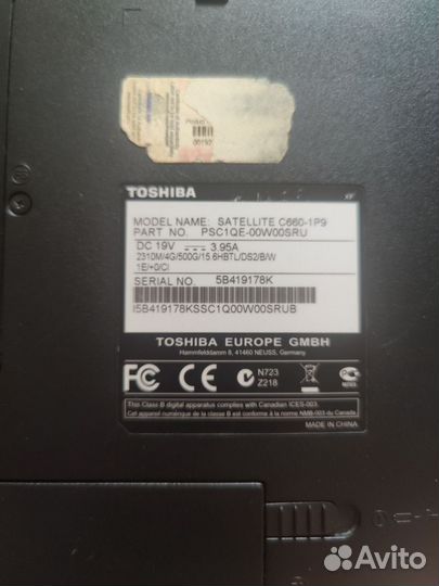 Ноутбук toshiba