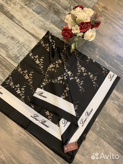 Шелковый платок шаль Loro piana черный