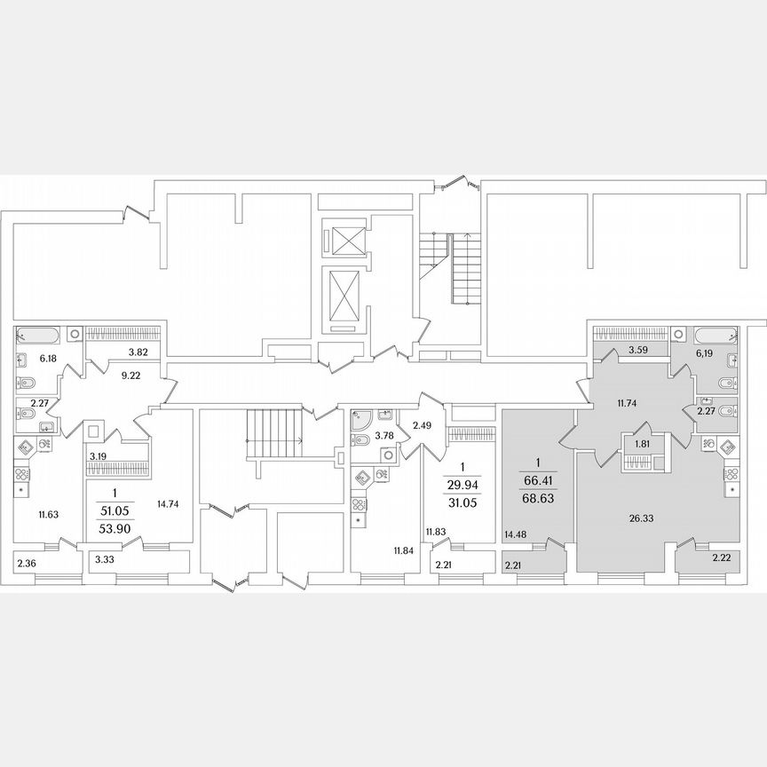 1-к. квартира, 68,6 м², 1/13 эт.