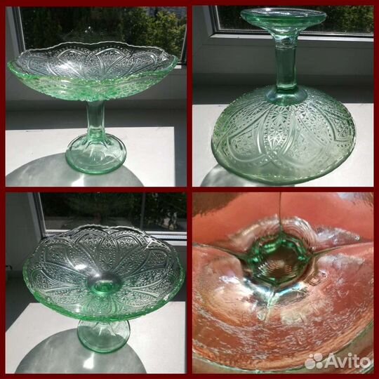 Вазы на ножке цветное стекло СССР