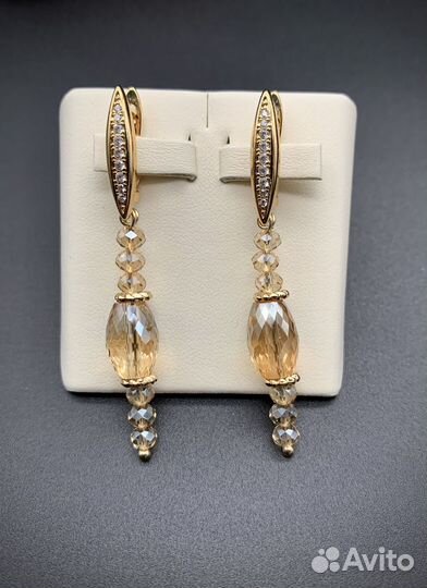 Серьги бижутерия с кристаллами