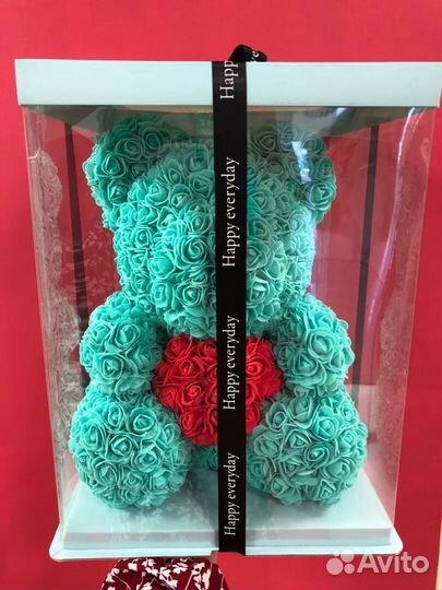 Мишка из роз с сердцем 40 см