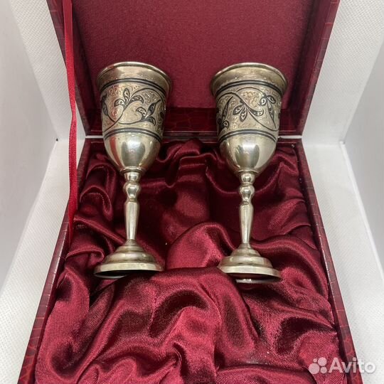 Серебро Пара рюмок 875 пробы Кубачи