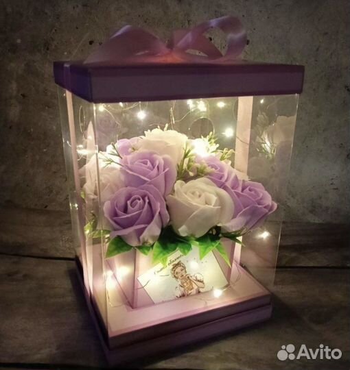 Букет мыльных роз с подсветкой