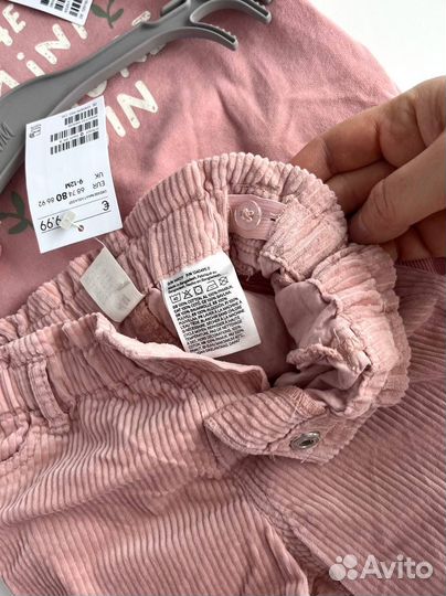 Мягкие вельветовые брюки на девочку hm 80 86