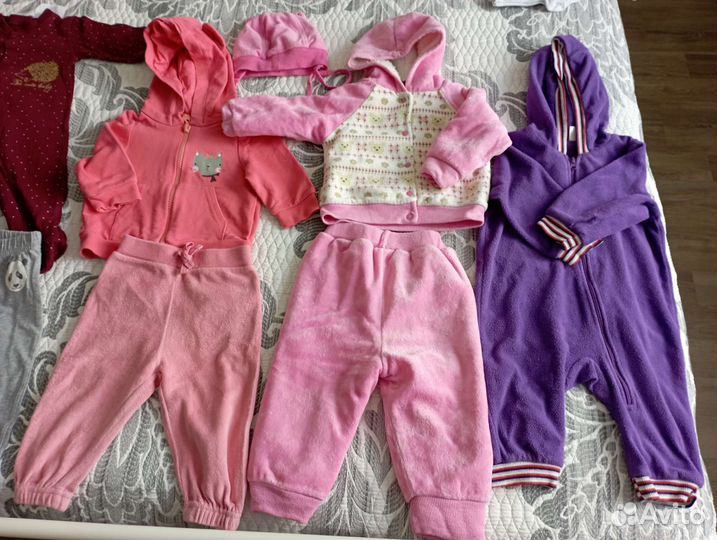 Пакет вещей 62, 68, 74 - 80; шапки до 2х-3х лет