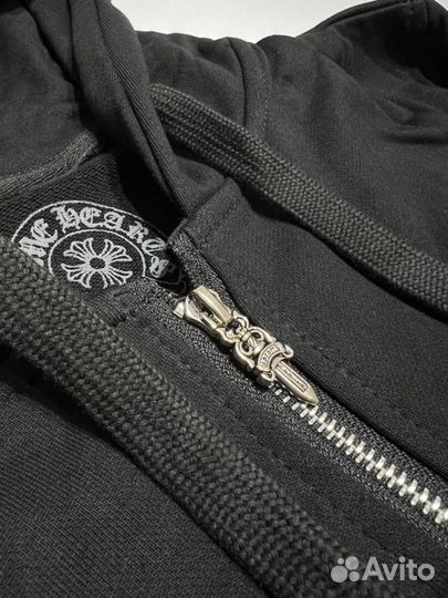 Черный зип худи Chrome Hearts