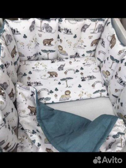 Бортики в детскую кроватку одеяло и подушка