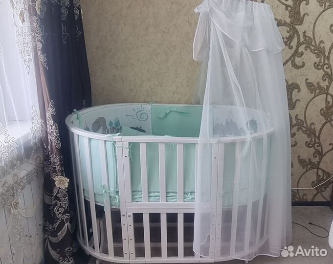 Детская кроватка трансформер с маятником 7в1