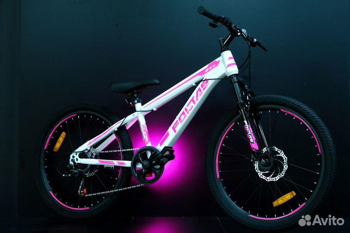 Велосипед подростковый 24 черный розовый