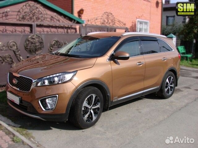 Дефлекторы боковых окон KIA Sorento Prime, 2015-2020, 4ч., темный / Киа Соренто