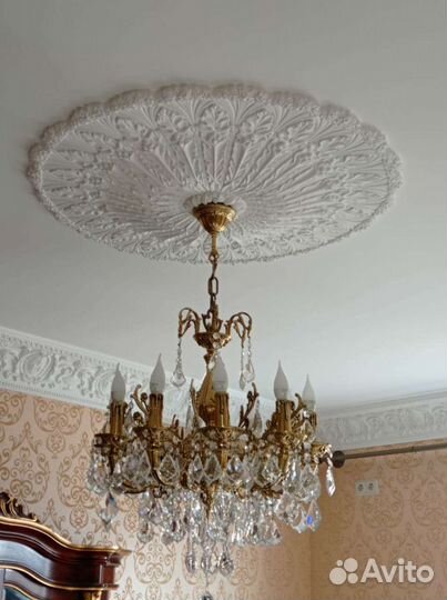 Карниз гипсовый, формовой и гладкотянутый 10см