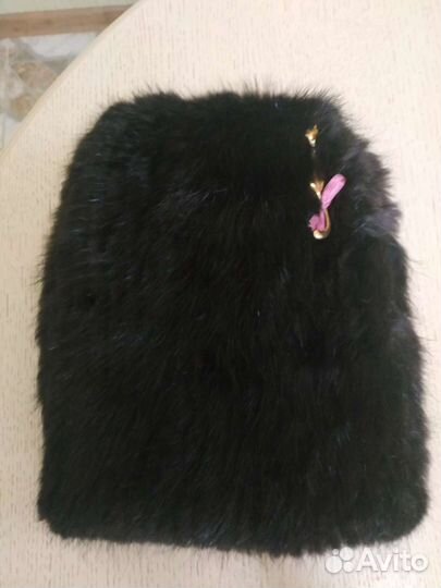 Варежки норковые и норковая вязаная шапка